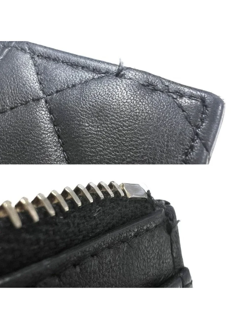 Chanel Coin Purse Quilted CC Logo Card Slot Polka Dot Lambskin Faux Pearl Black